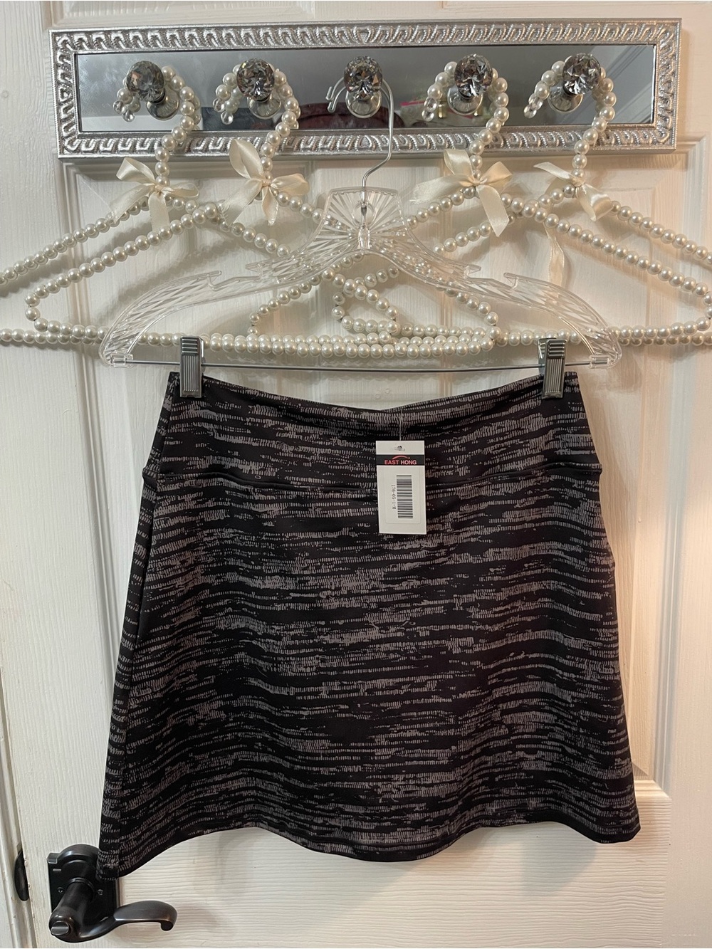 Women's Black & Gray Patterned A-Line Skirt Workout Golf Skort